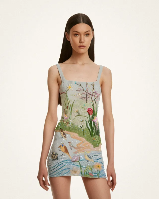 Lina Beaded Square Neck Mini Dress - Multi sold by JW PEI