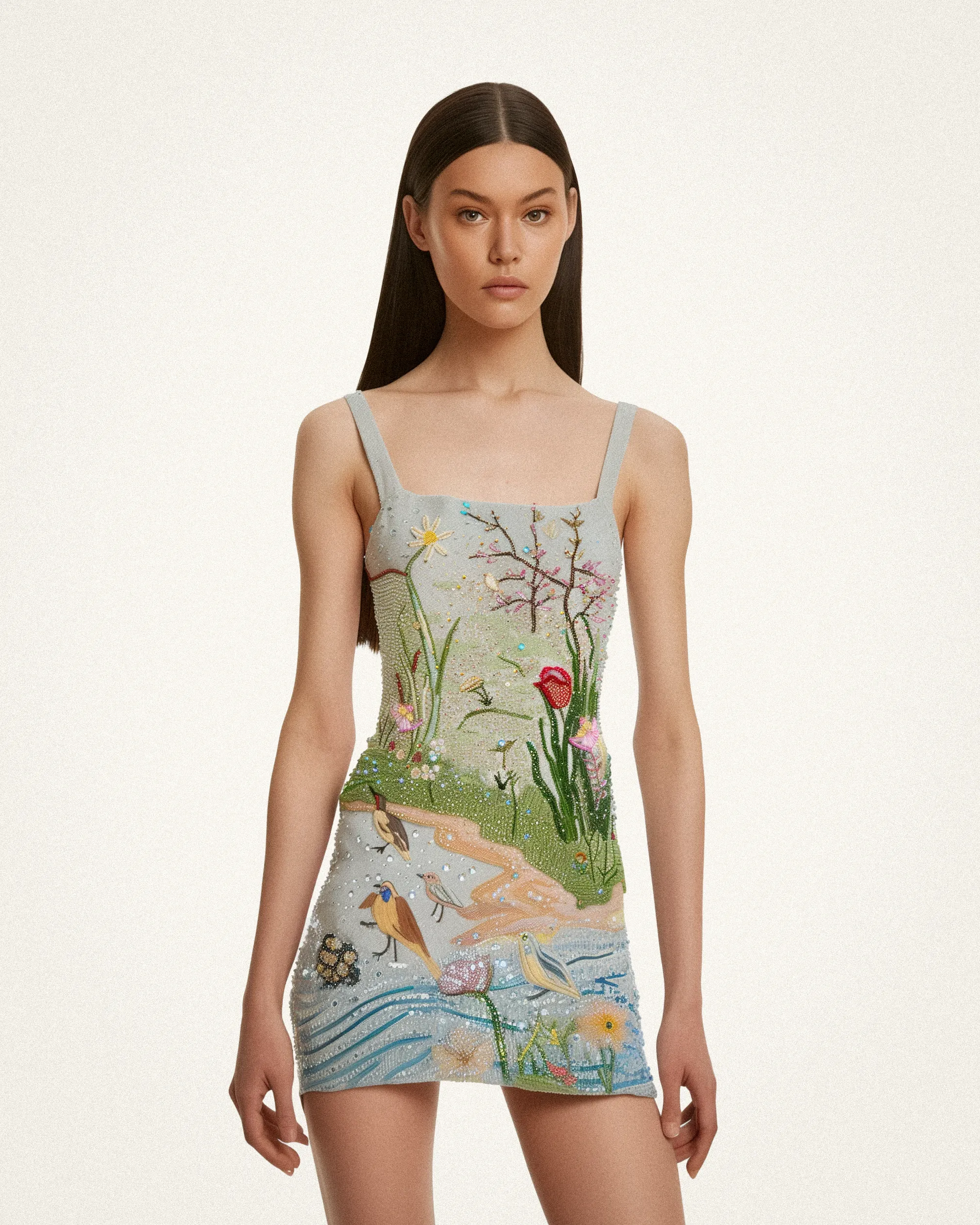 Lina Beaded Square Neck Mini Dress - Multi sold by JW PEI