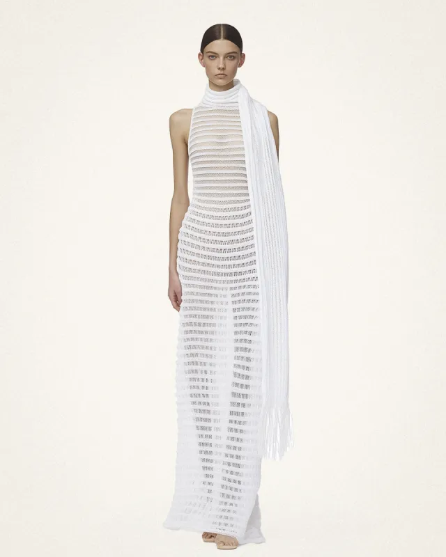 Luna Knit Sheer Dress - White sold by JW PEI
