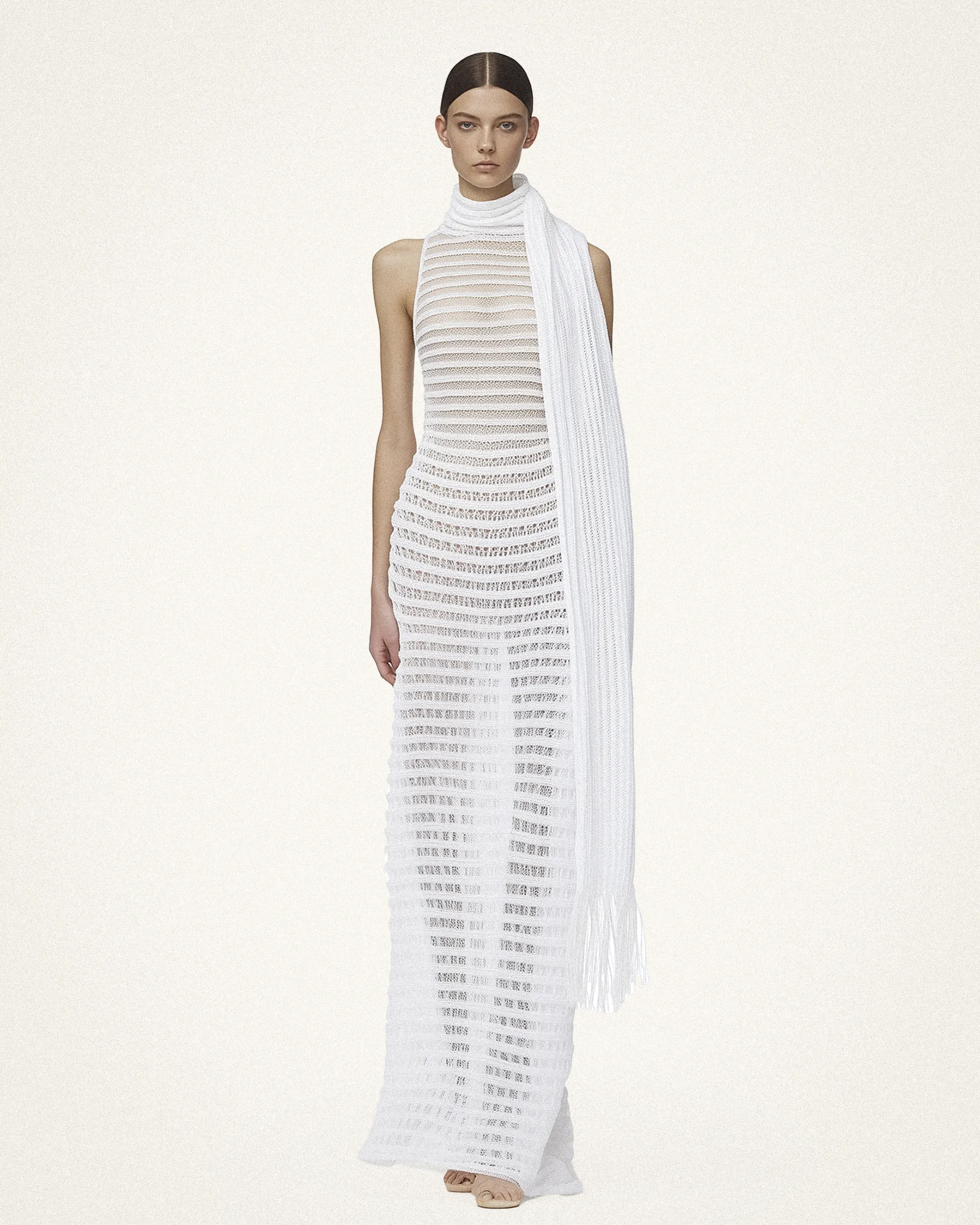 Luna Knit Sheer Dress - White sold by JW PEI