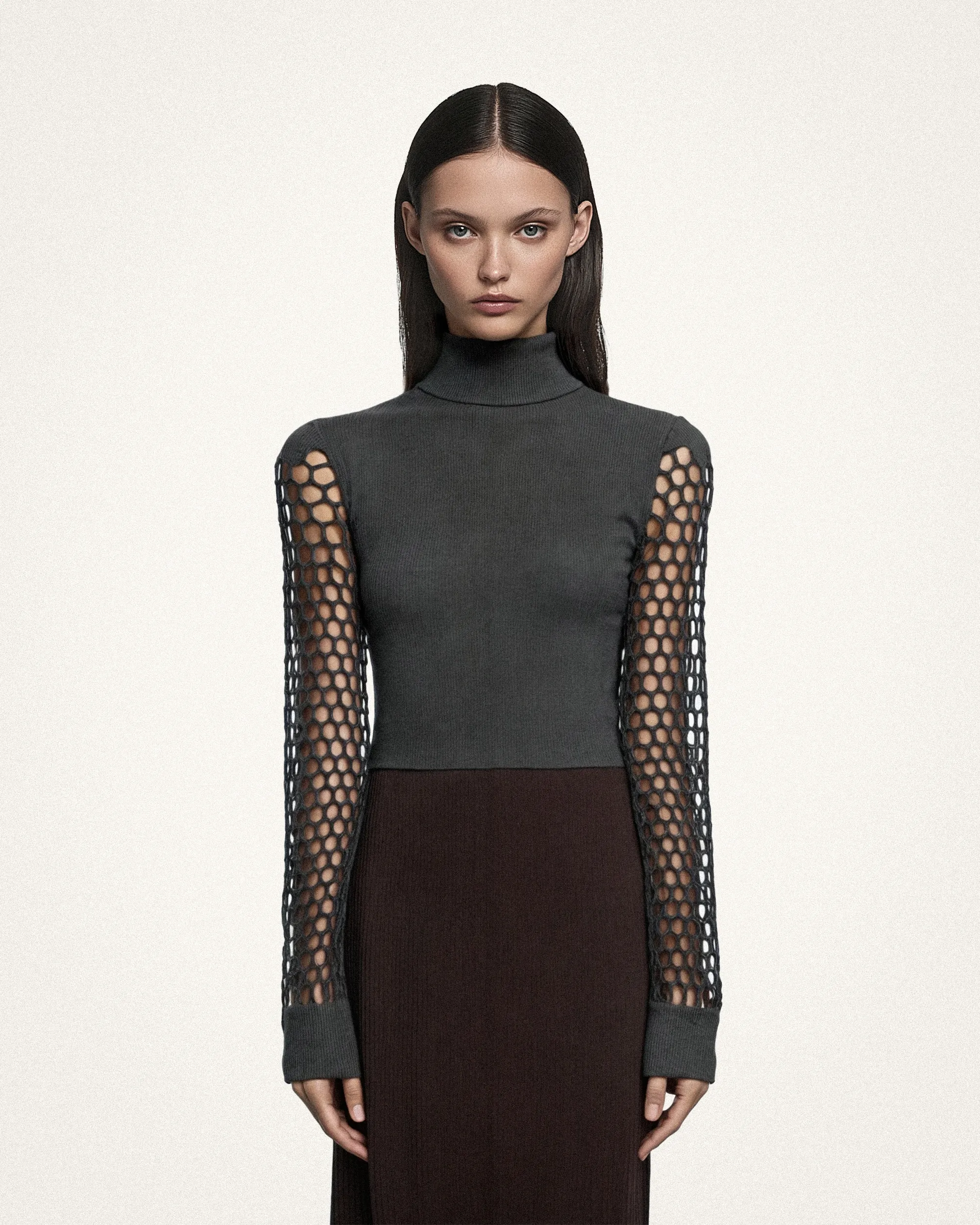 Aria Knitted Long Sleeve Turtleneck Sweater - Charcoal sold by JW PEI