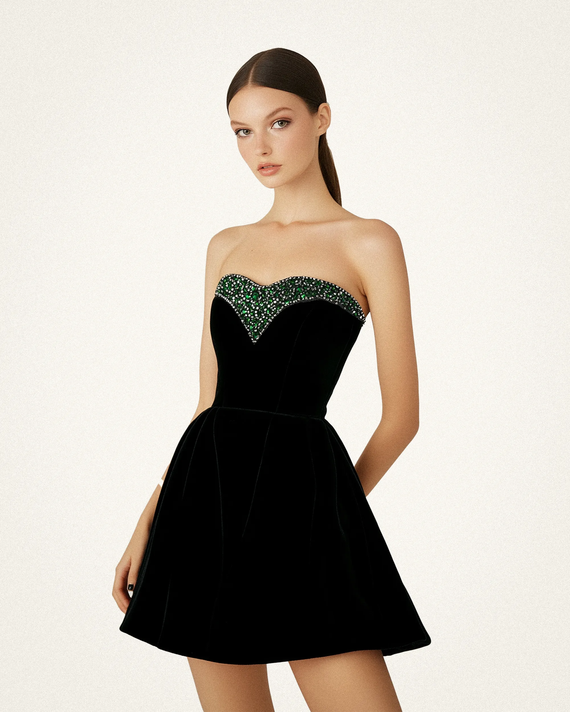 Seraphina Embellished Velvet Mini Dress - Black sold by JW PEI