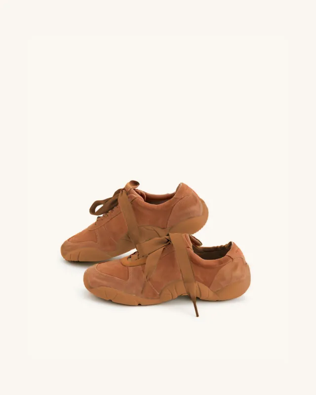 Flavia Suede Daddy Trainer - Camel sold by JW PEI