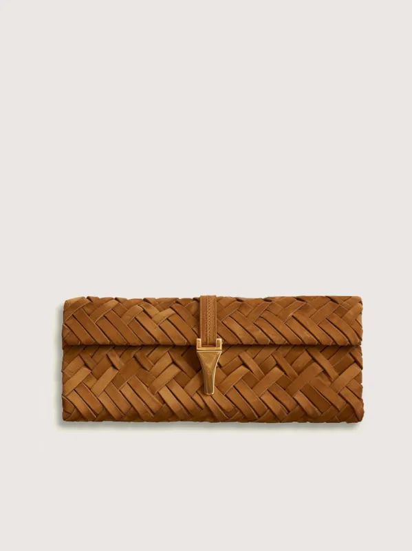 Zaria Woven Clutch - Brown sold by JW PEI