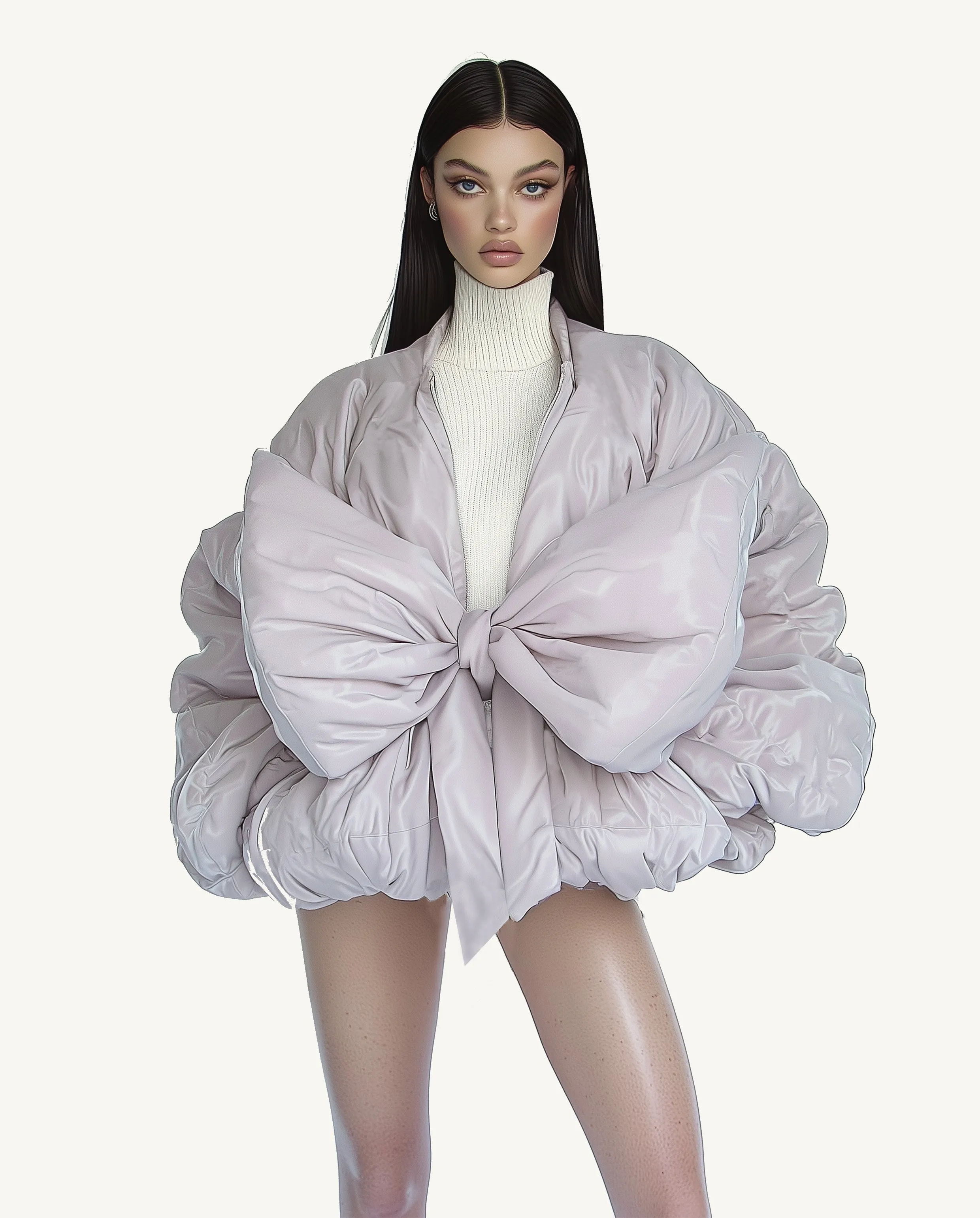 Evangeline Oversized Bow Puffer - Pale Pink sold by JW PEI