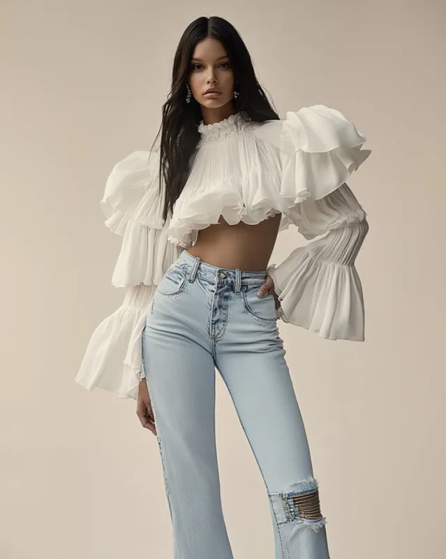 Bella Organza Blouse - White sold by JW PEI