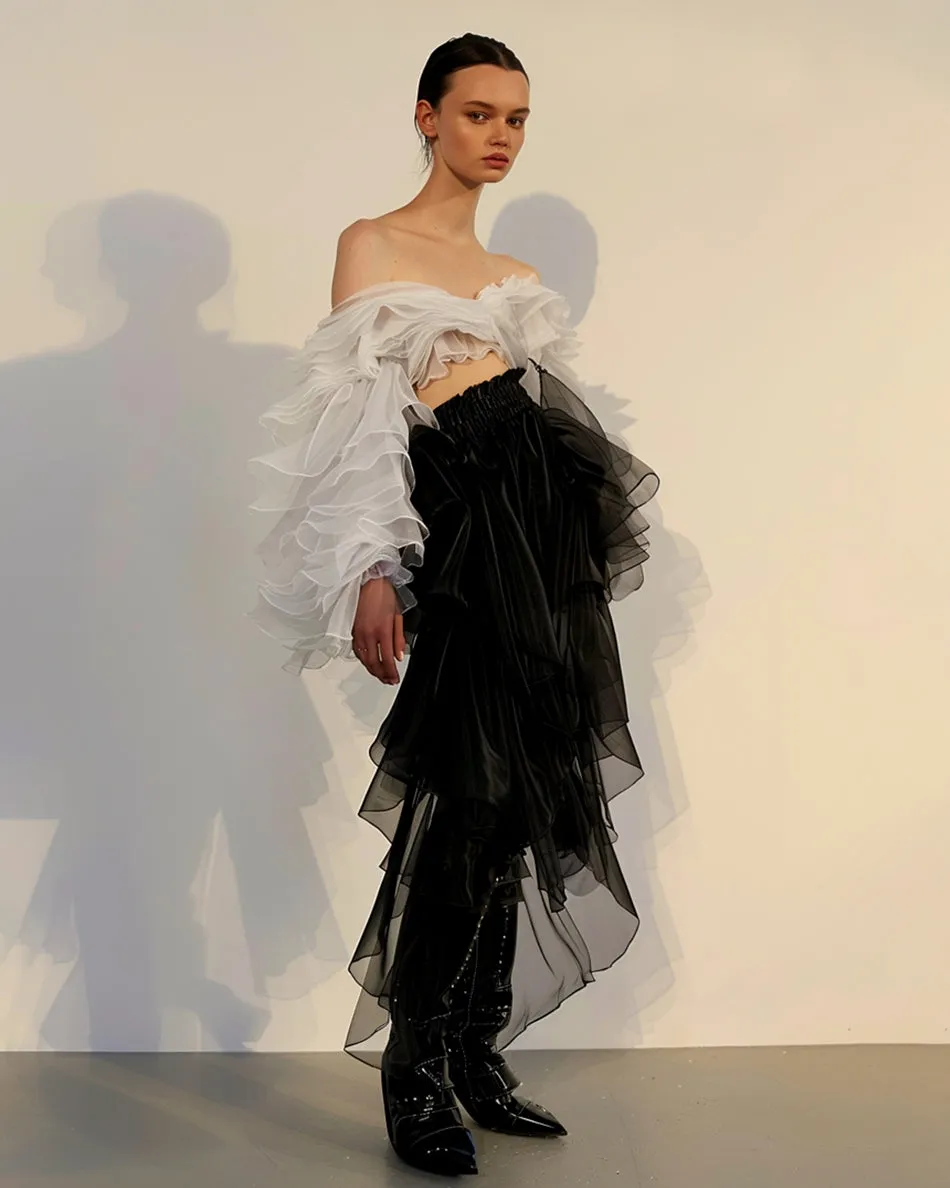 Sophie Tulle Ruffle Skirt - Black sold by JW PEI