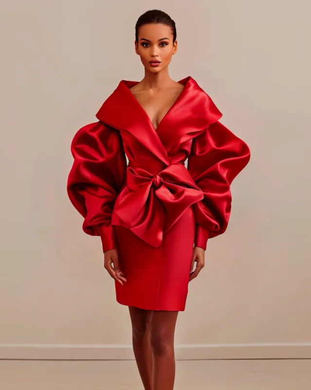 Scarlet Bow-Front Mini Dress - Red sold by JW PEI
