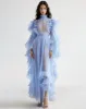 Emma Elegant Ruffle Sheer Gown - Blue sold by JW PEI