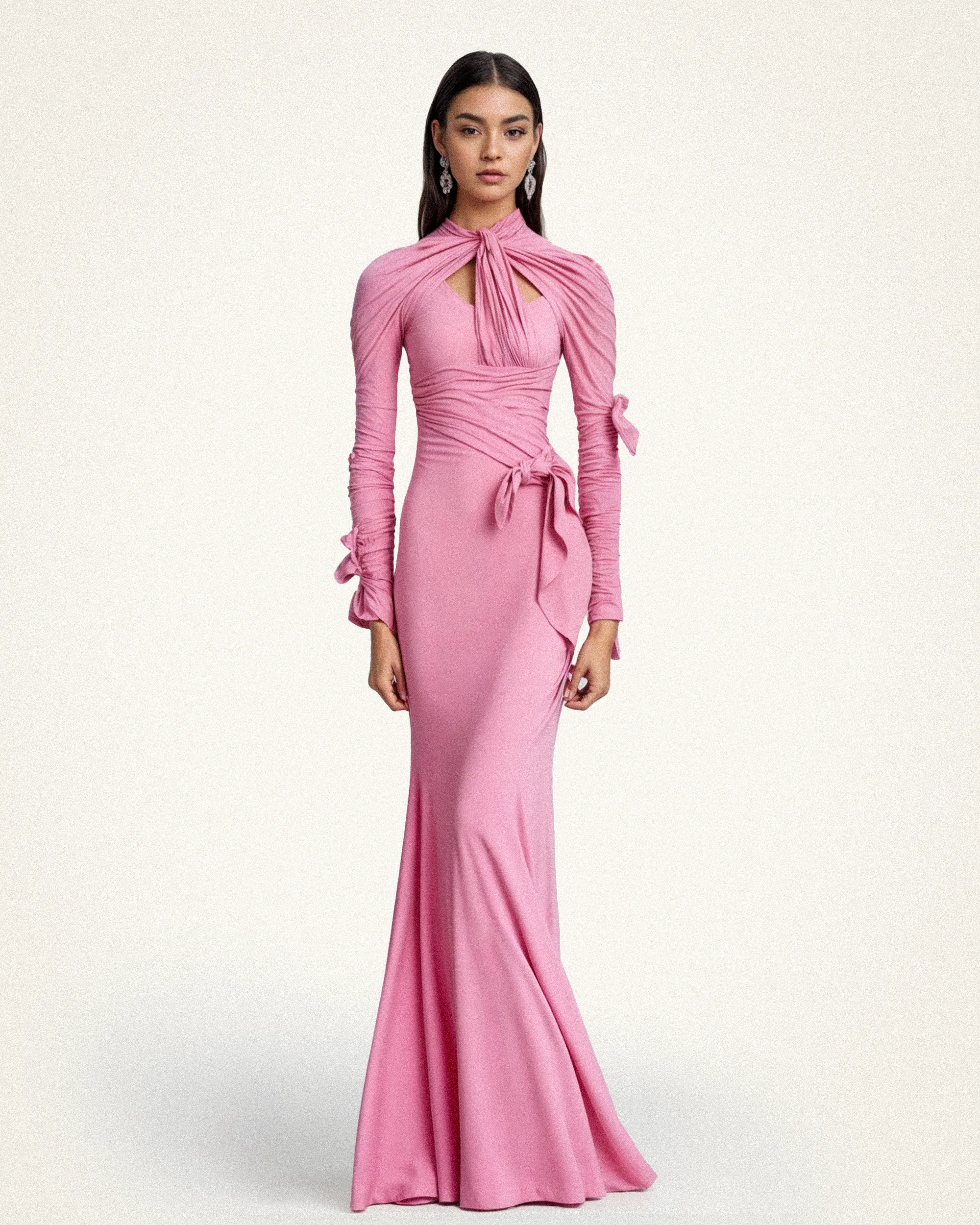Lila Knot Ruched Maxi Dress - Pink sold by JW PEI