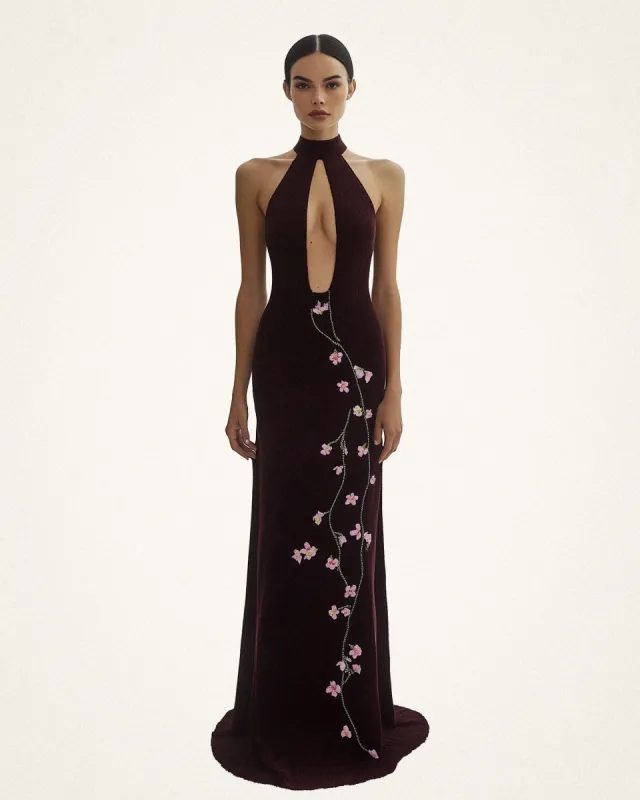 Isabella Cutout Maxi Dress - Plum sold by JW PEI