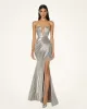 Emma Metallic Ruched Dress - Silver sold by JW PEI