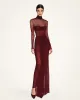 Melanie Sheer Ruched Dress - Burgundy Red sold by JW PEI