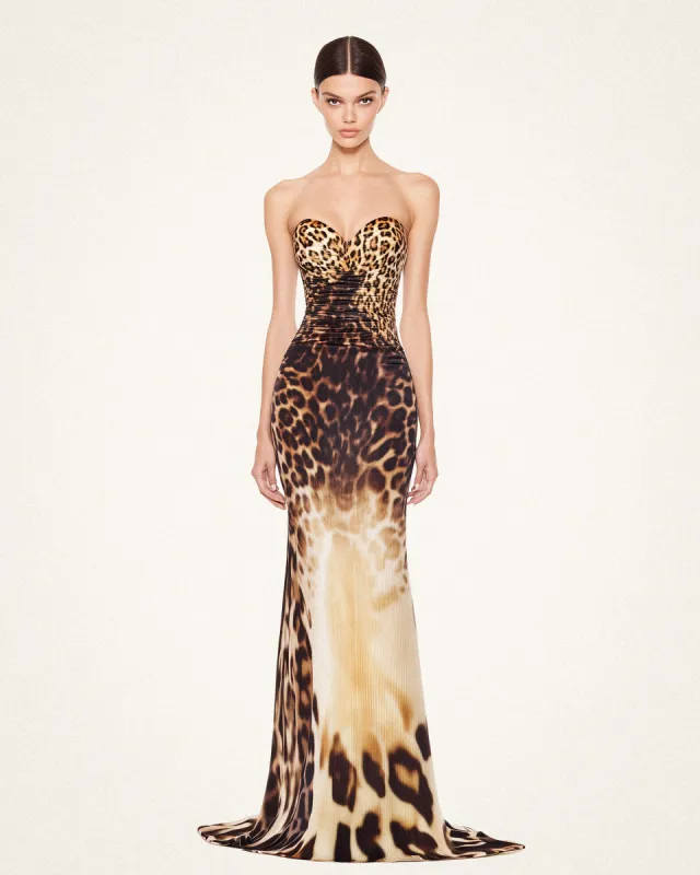 Jade Leopard Printed Gown - Brown sold by JW PEI
