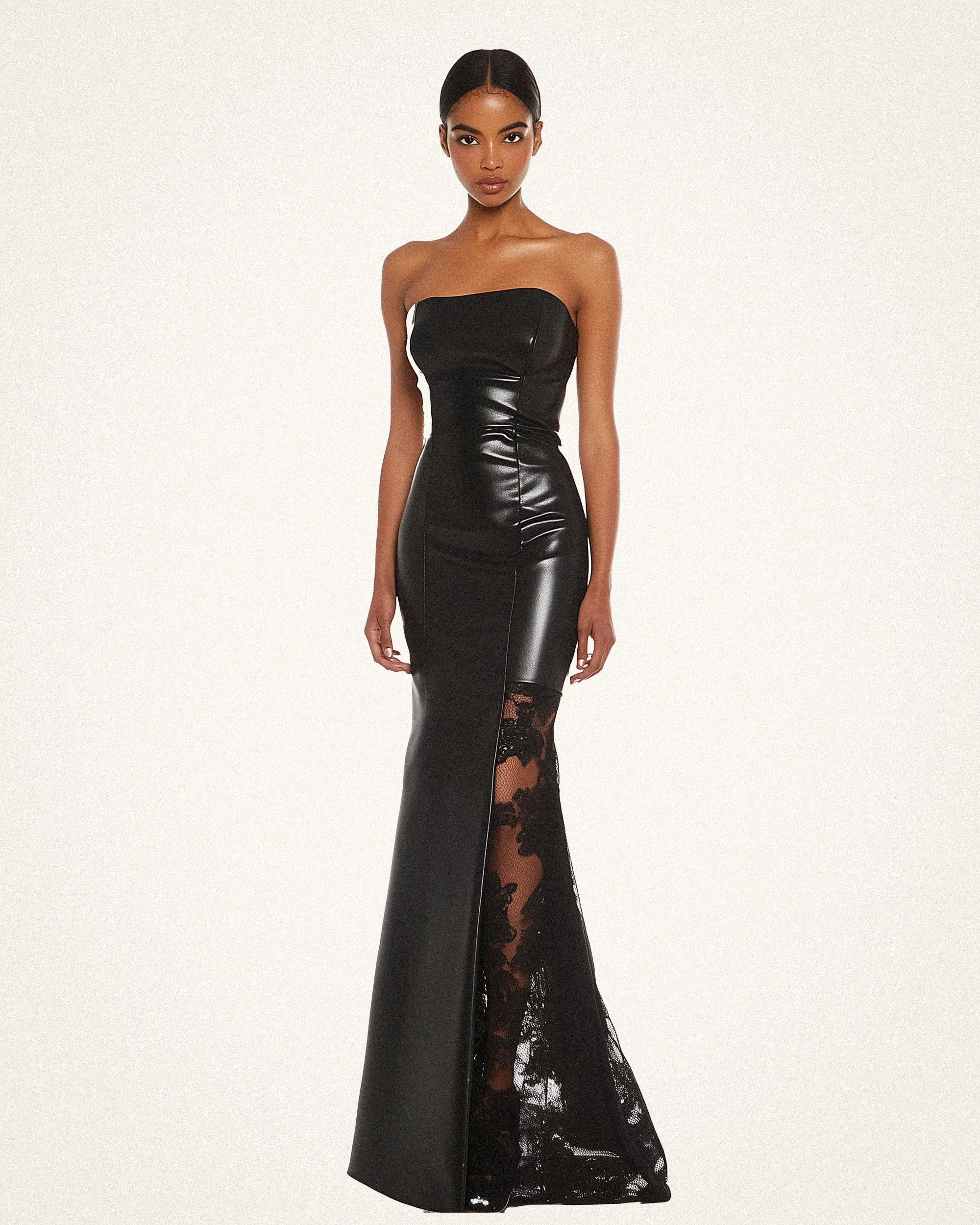 Sienna Vegan Leather Lace Gown - Black sold by JW PEI