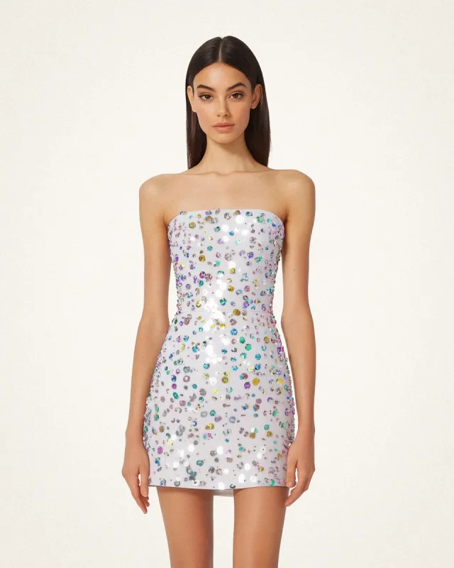 Bella Sequin Strapless Dress - White sold by JW PEI