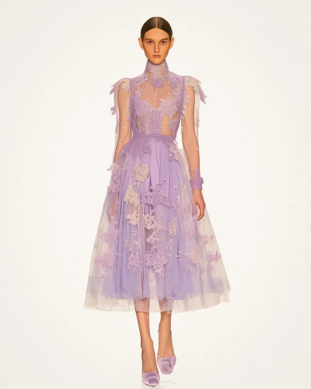 Mia Floral Embroidered Dress - Lavender sold by JW PEI