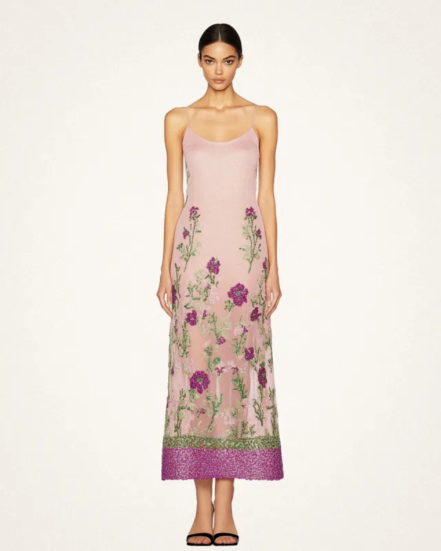 Sophia Floral Sequin Embellished Dress - Pink sold by JW PEI