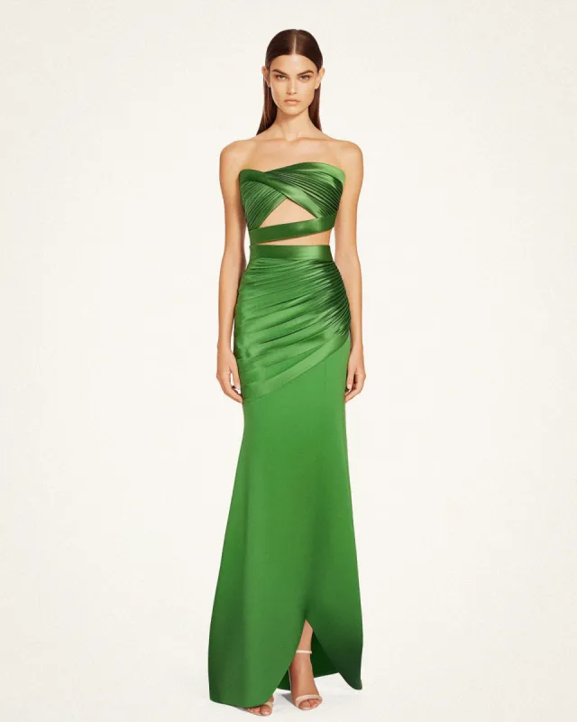 Arianna Cutout Ruched Dress - Green sold by JW PEI