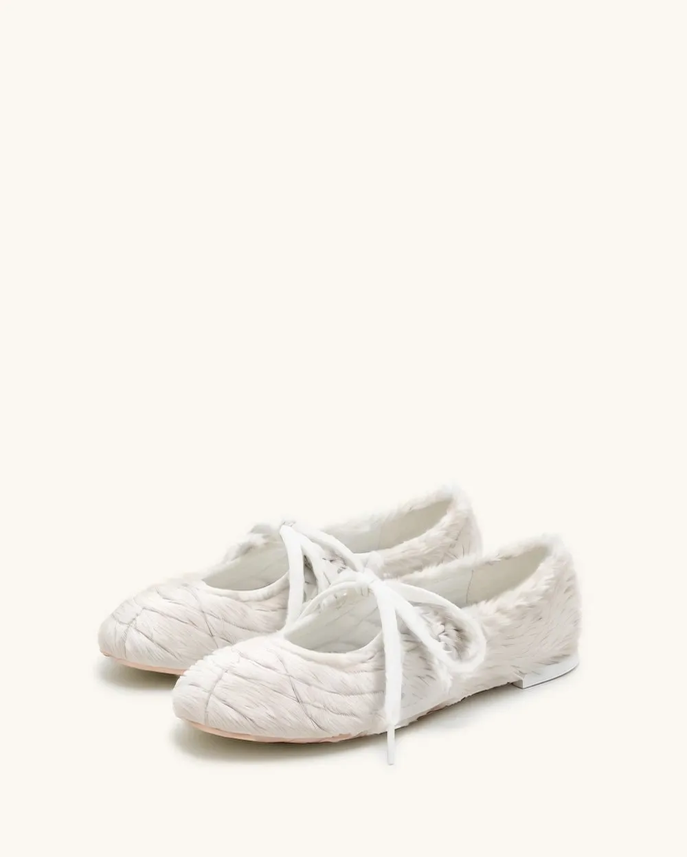 Erika Topstitching Lace-up Ballet Flats - White sold by JW PEI