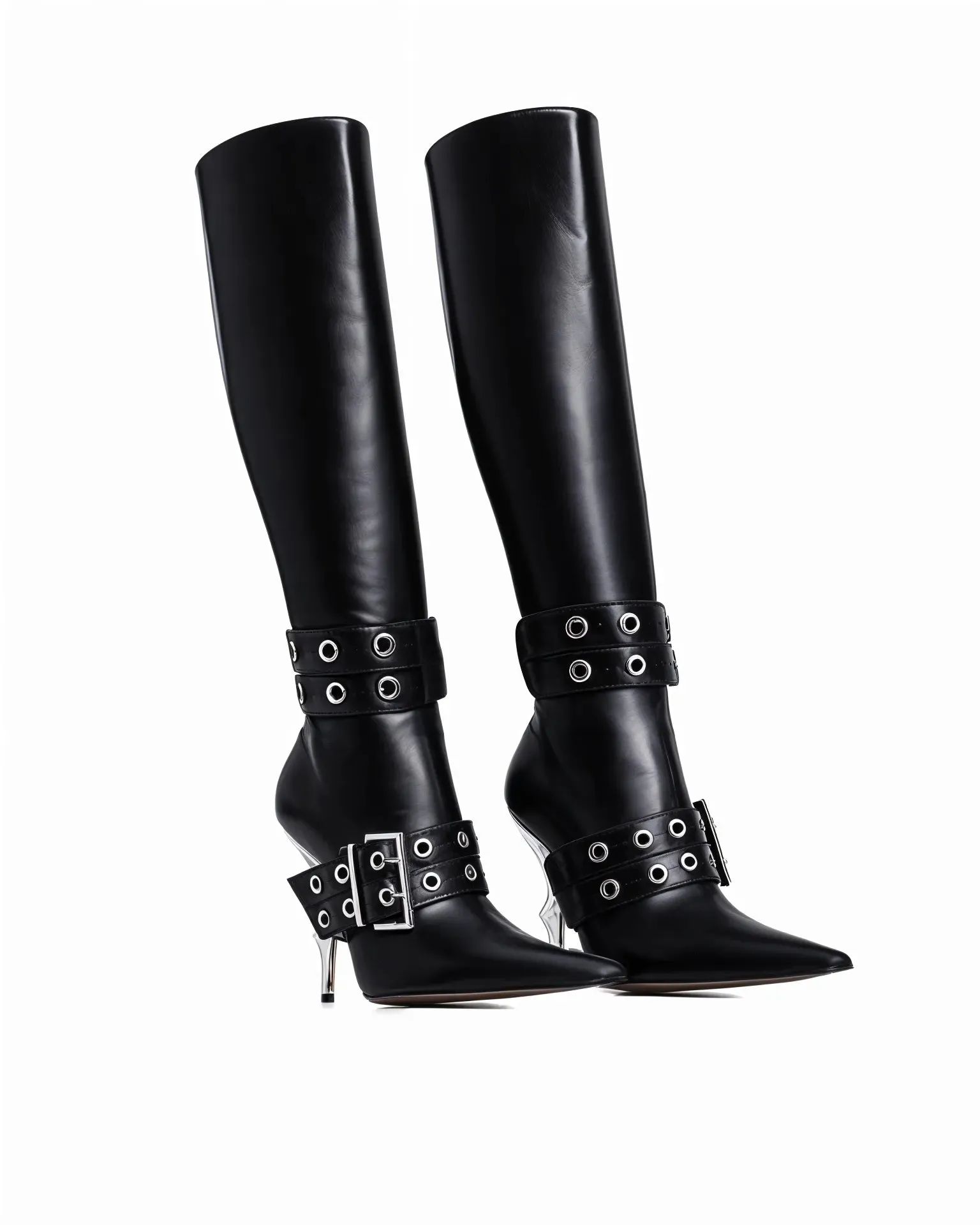 Serenity Buckle Decor High Boots - Black sold by JW PEI