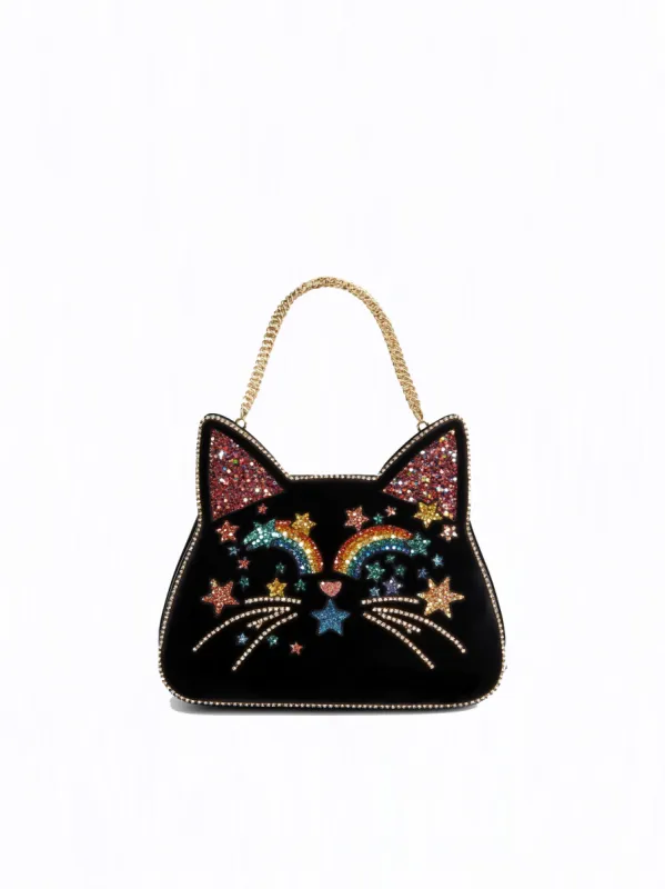 Avery Cat Shaped Top Handle Bag - Black sold by JW PEI