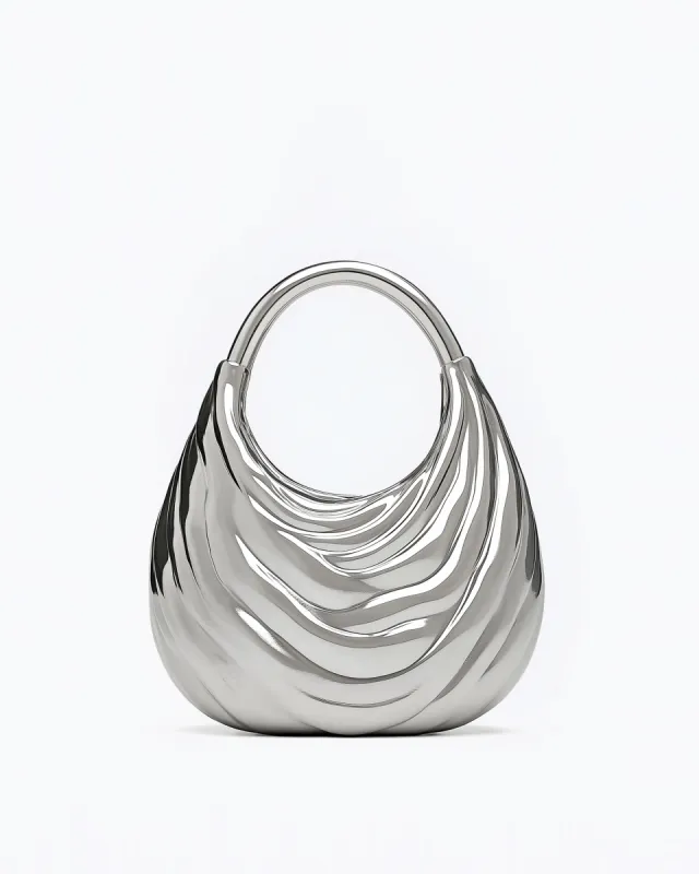 Claire Sculpted Crescent Bag - Silver sold by JW PEI
