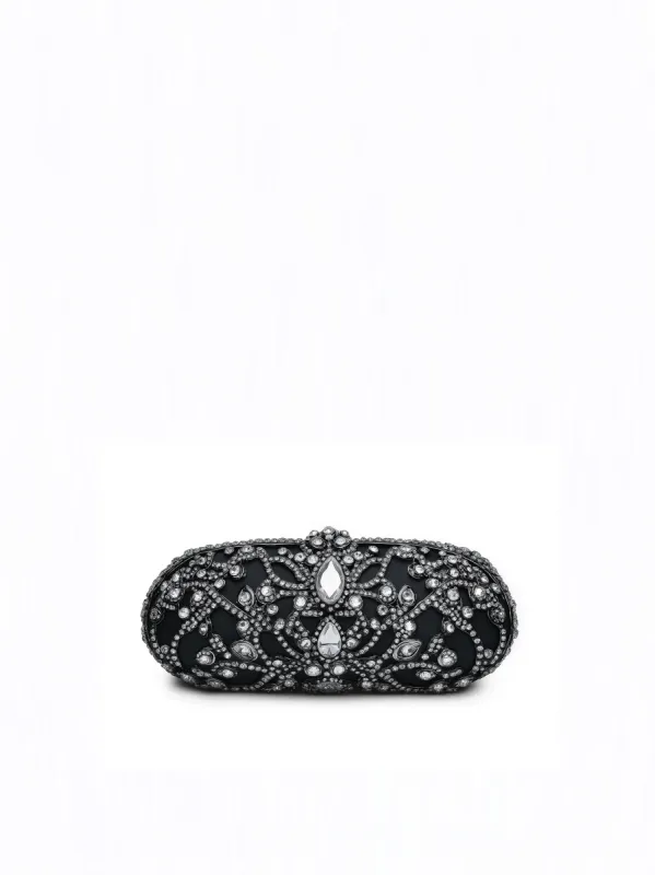 Aurora Crystal Embellished Clutch - Black sold by JW PEI