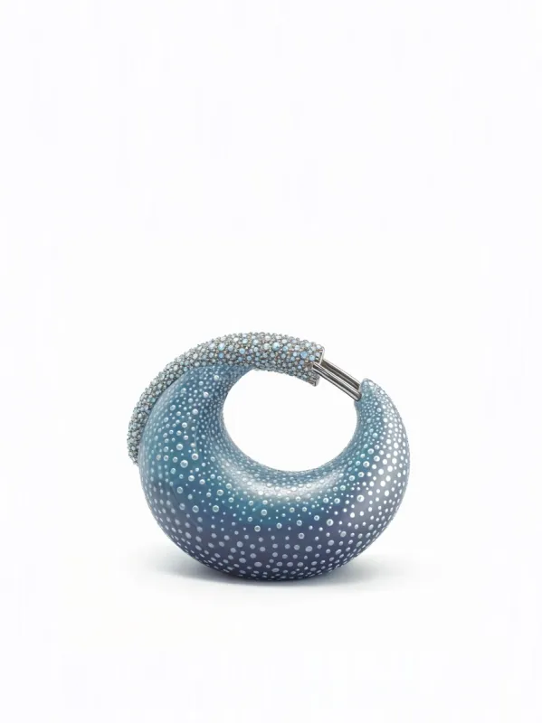 Lucy Rhinestone Embellished Mini Top Handle Bag - Silver/Blue sold by JW PEI