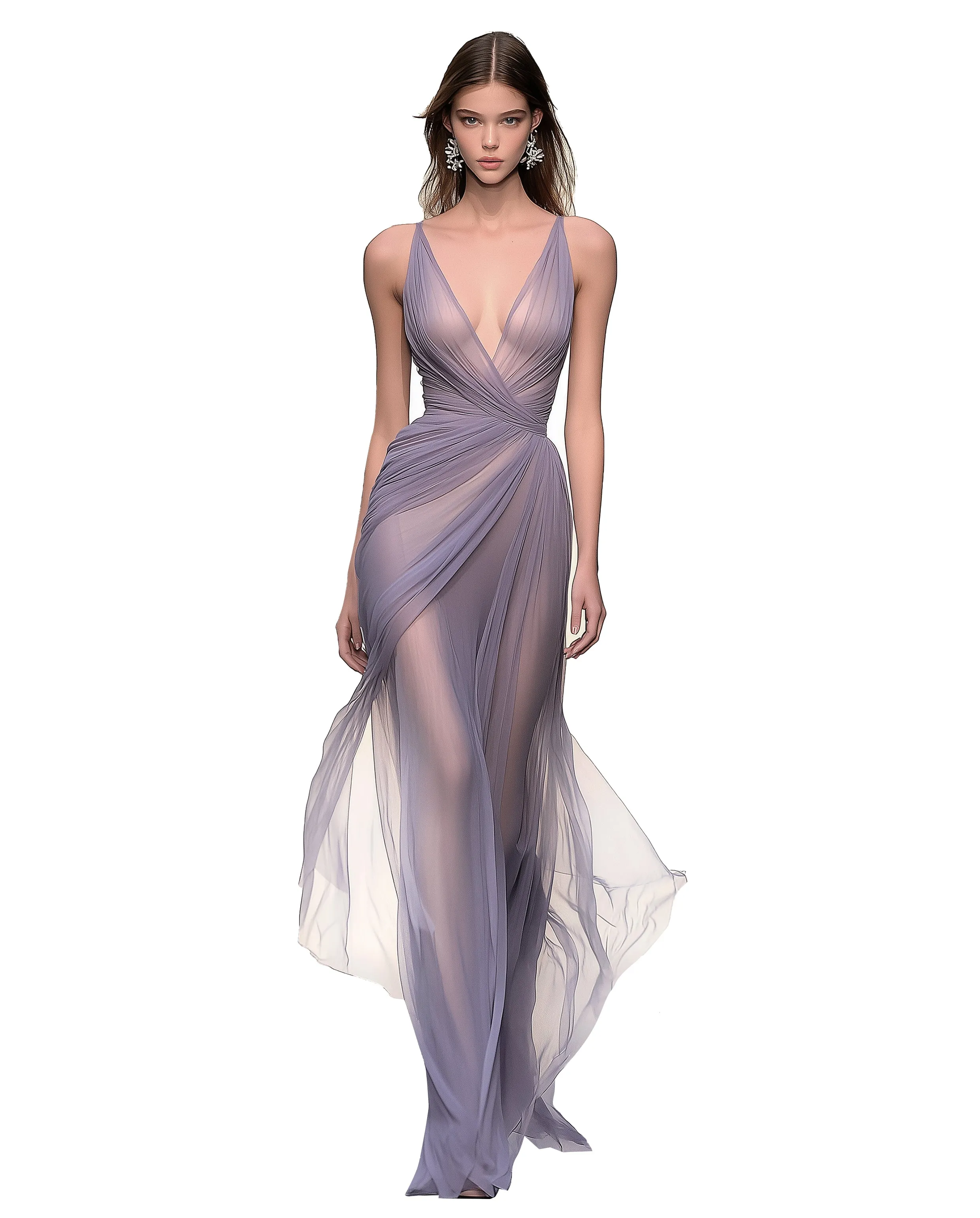 Luna Flowing Mesh Gown - Lavender sold by JW PEI