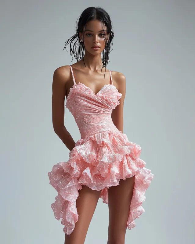 Julia Strapped Ruffle Dress - Blush sold by JW PEI