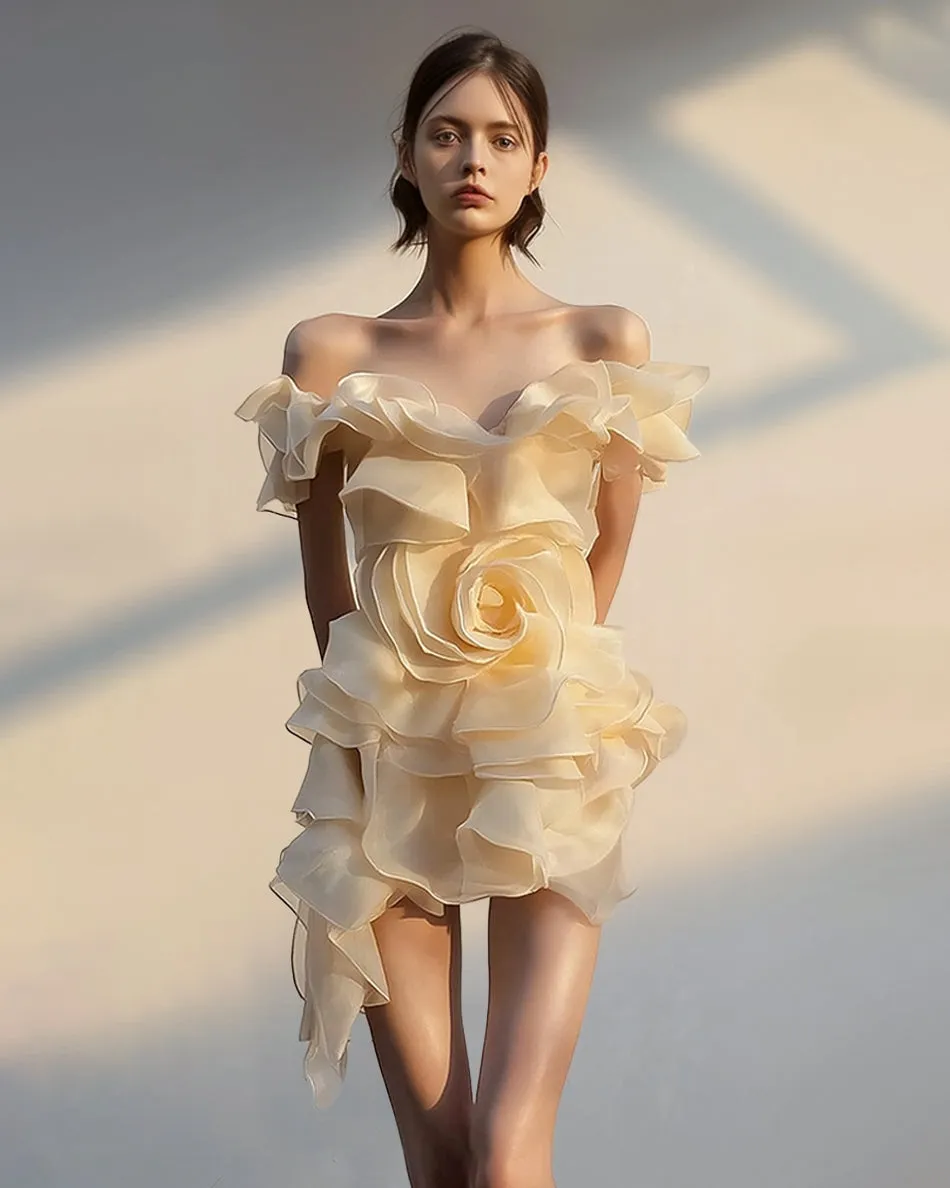 Lily Ruffle Mini Dress - Cream sold by JW PEI