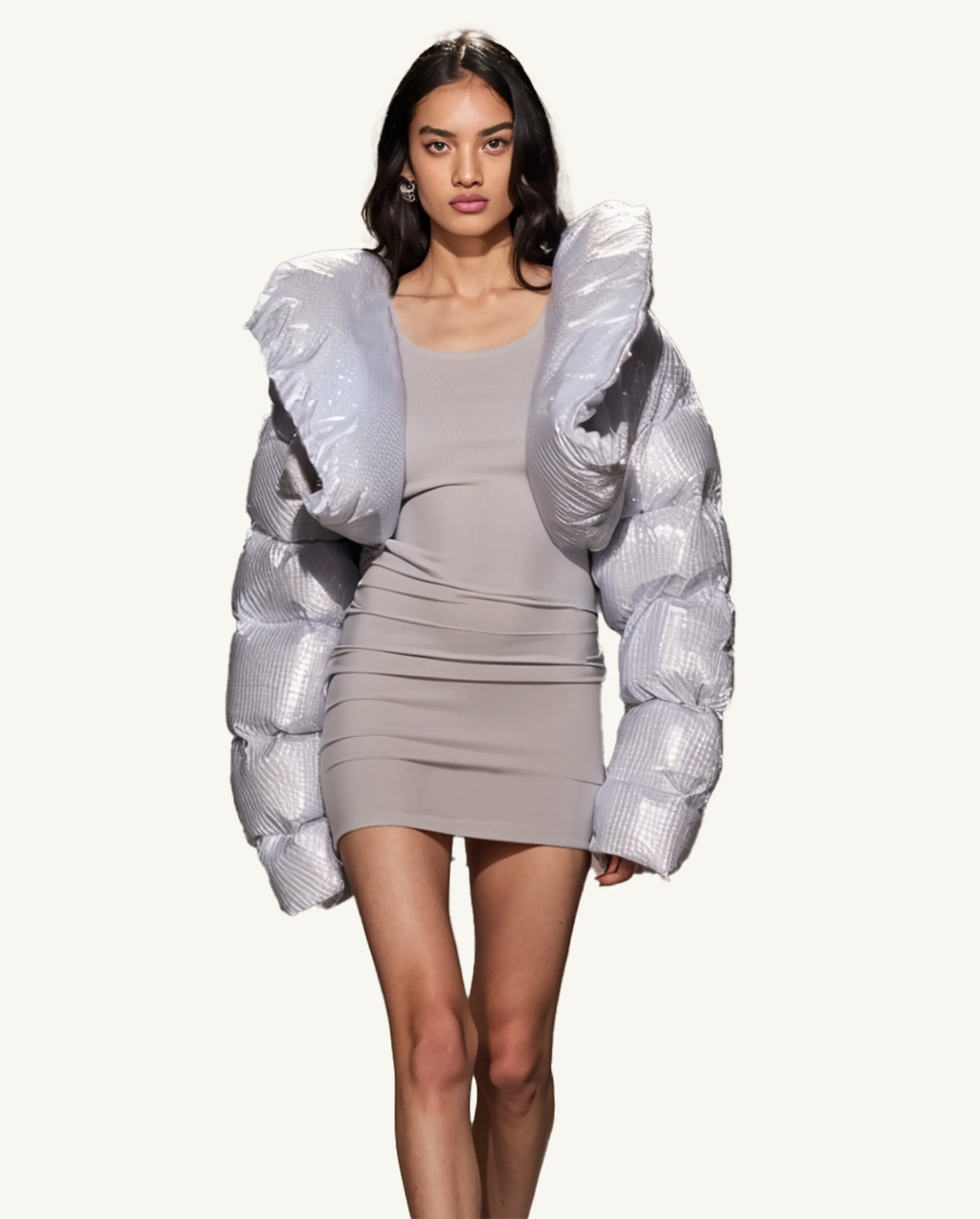 Aria Metallic Puffer Jacket - Silver sold by JW PEI