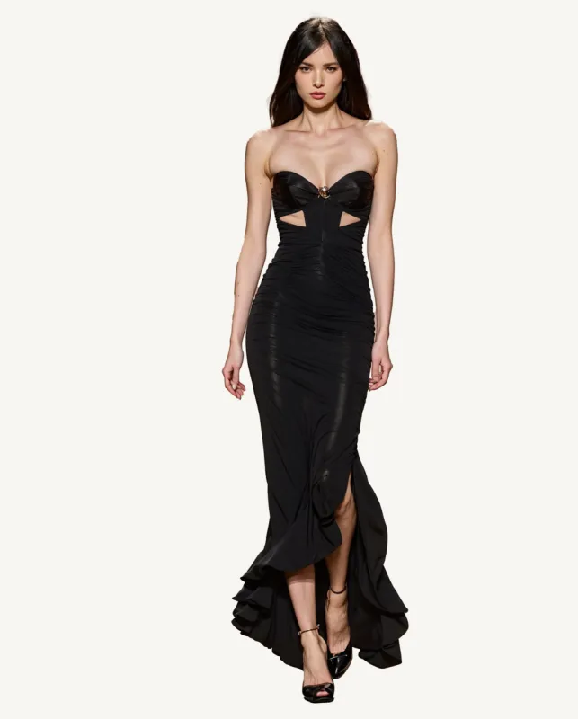 Riley Strapless Ruched Black Gown - Black sold by JW PEI