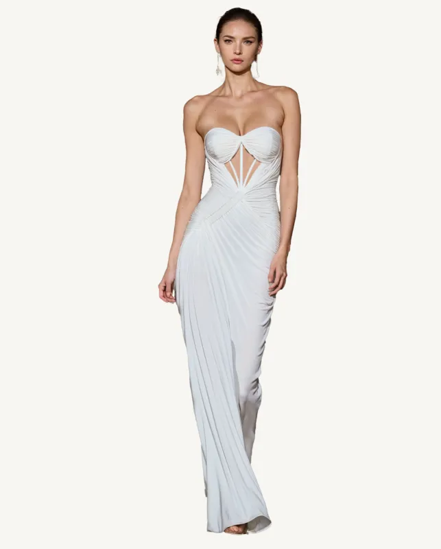 Eleanor Cutout Evening Gown - White sold by JW PEI