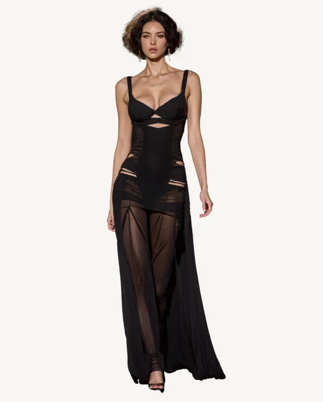 Everly Sheer Cut-Out Maxi Dress - Black sold by JW PEI