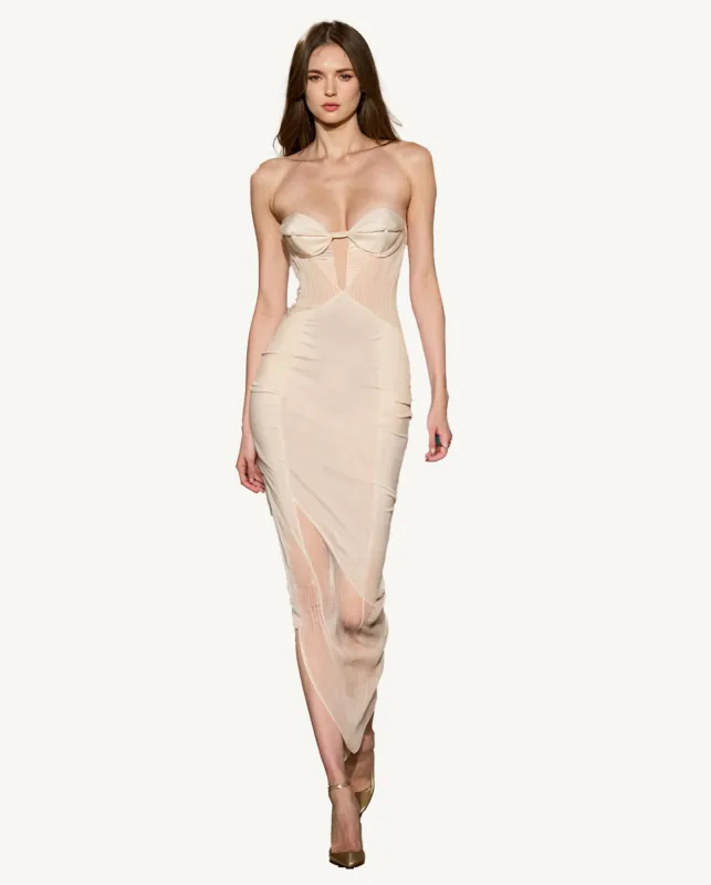 Kennedy Strapless Sheer Panel Gown - Ivory sold by JW PEI