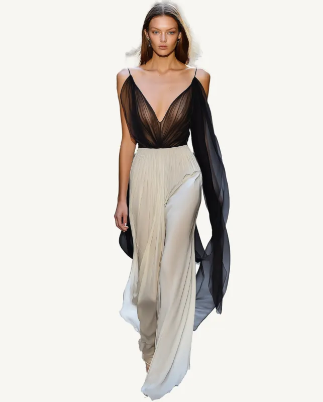 Vivian Contrast Dress - Black/White sold by JW PEI