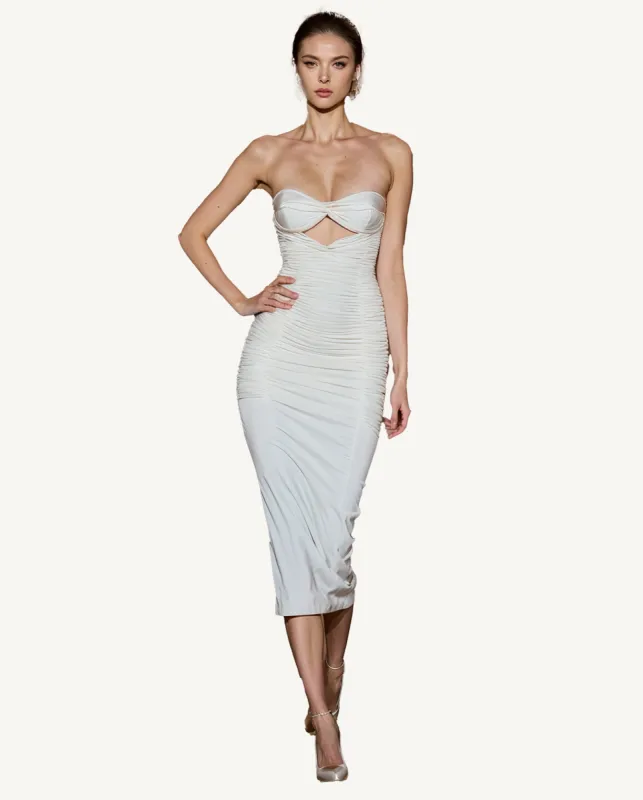 Adeline Cutout Midi Dress - Ivory sold by JW PEI
