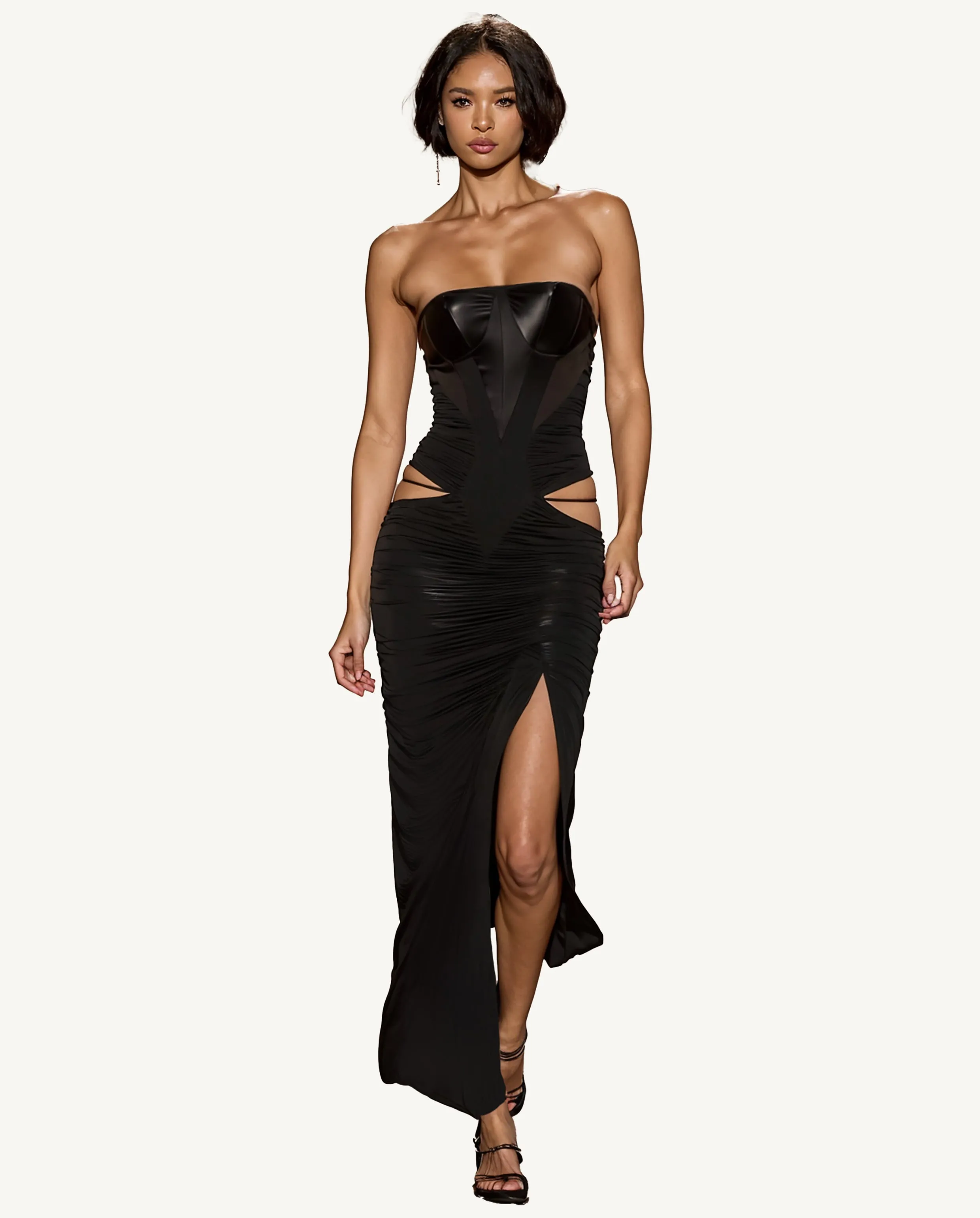 Hazel Strapless Black Cutout Gown - Black sold by JW PEI
