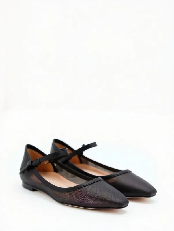 Autumn Mesh Overlay Flats - Black sold by JW PEI