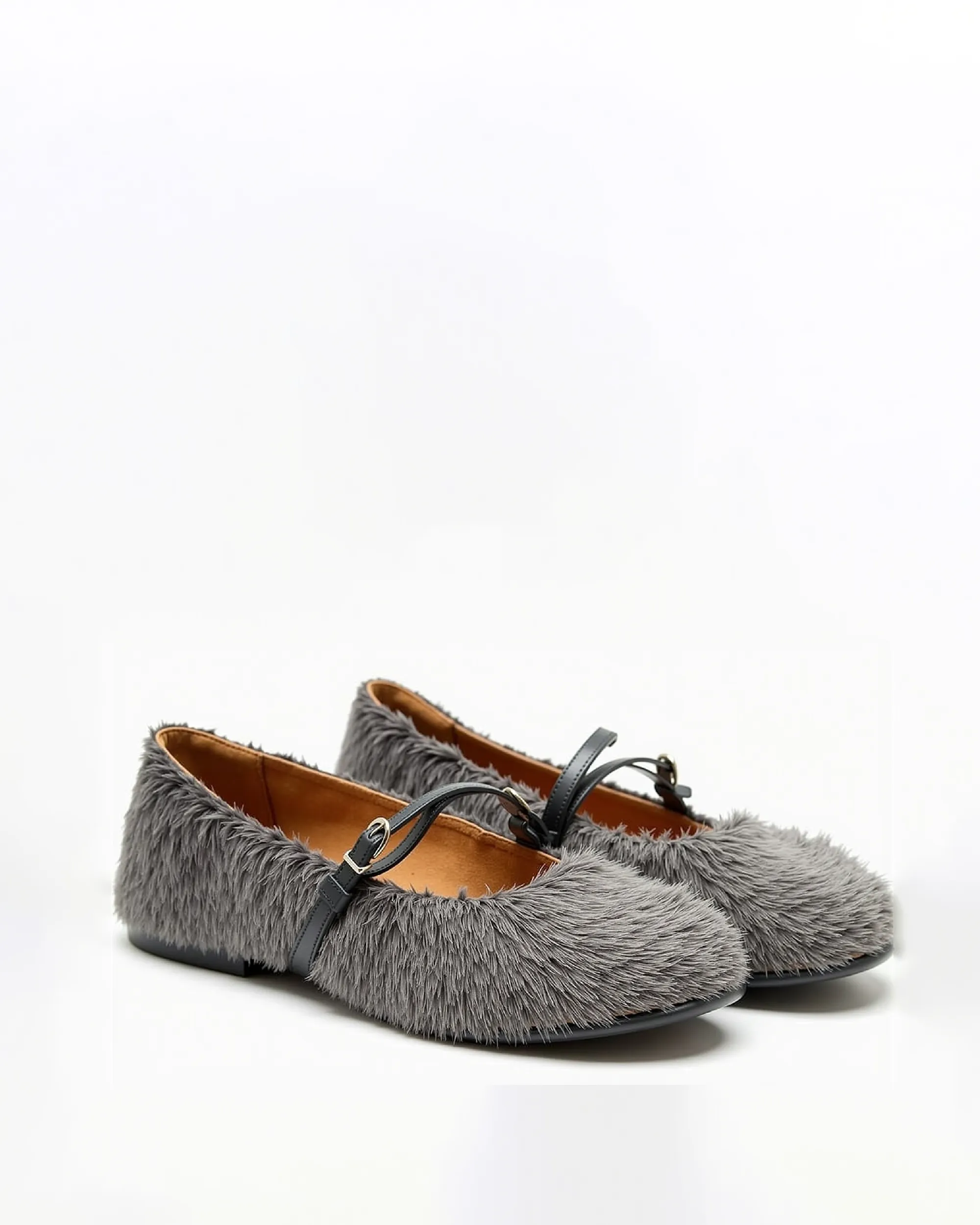 Allison Fuzzy Textured Flats - Gray sold by JW PEI