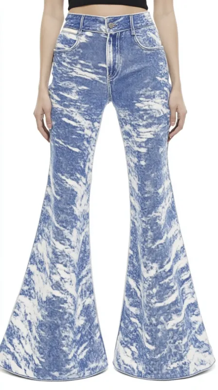 Anna High-Waisted Flared Jeans - Marble Blue sold by JW PEI