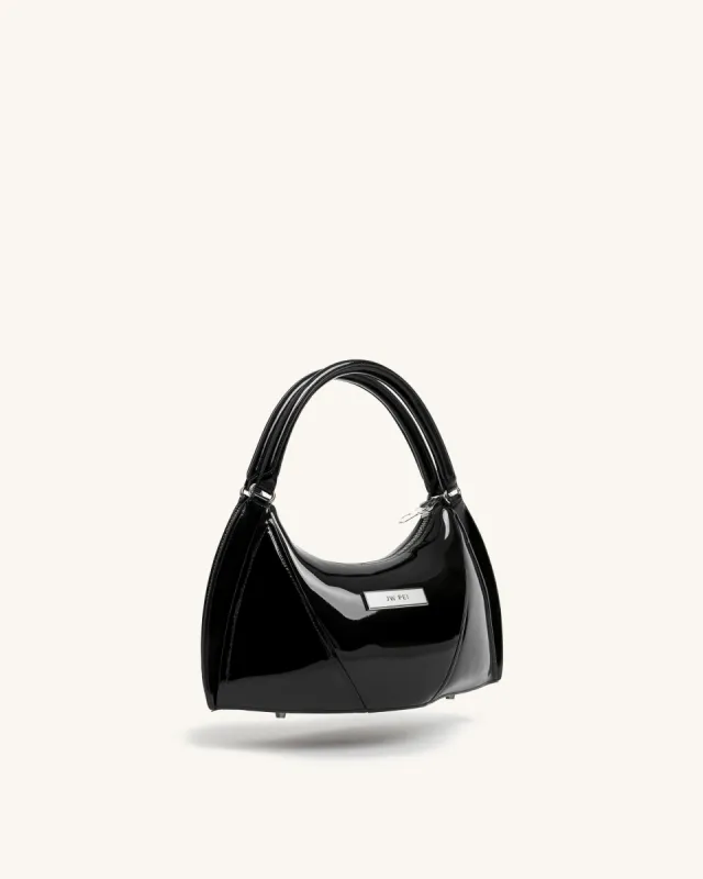 Emilia Glossy Patent Leather Handbag - Black sold by JW PEI