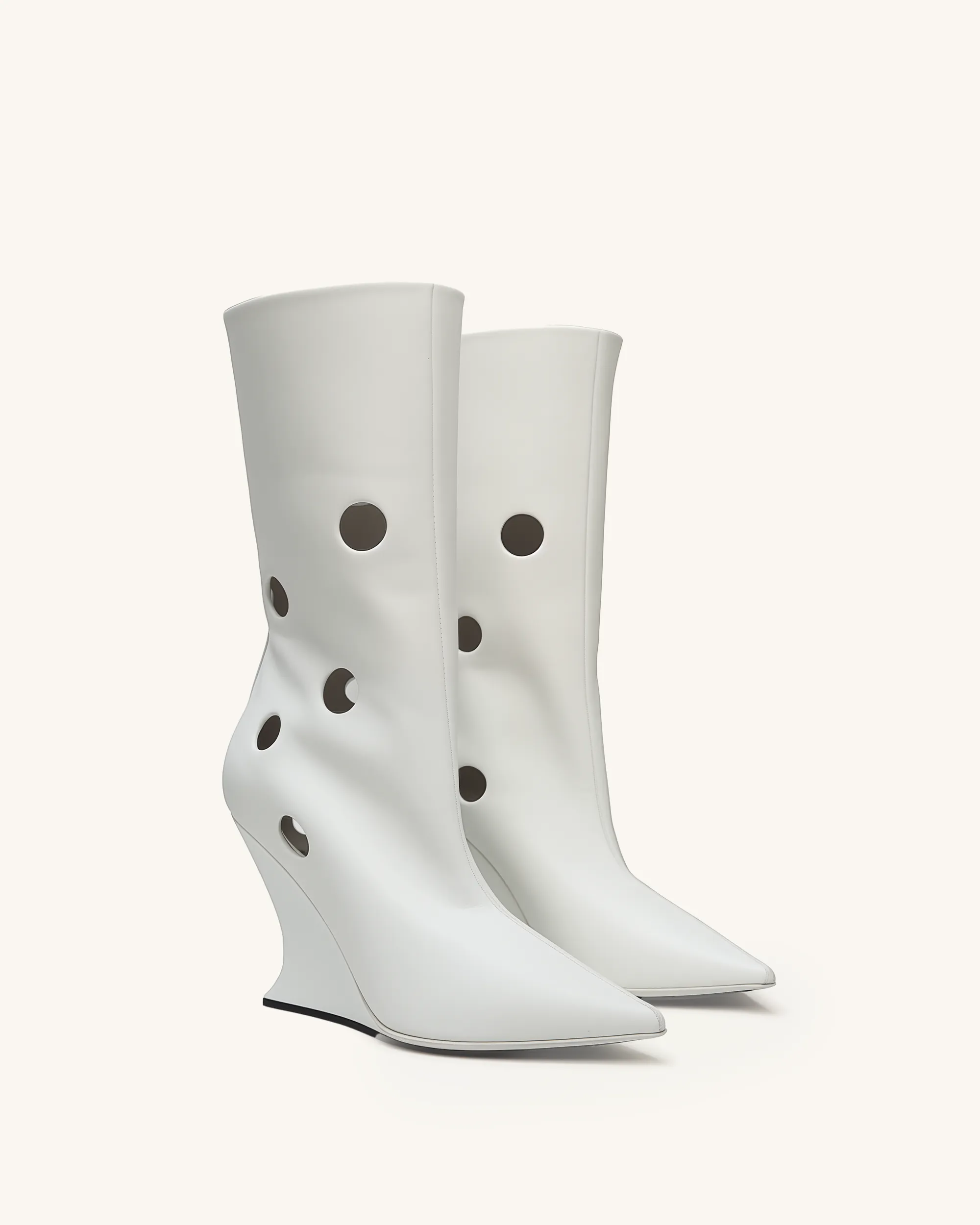 Amara Cutout Wedge Boots - White sold by JW PEI