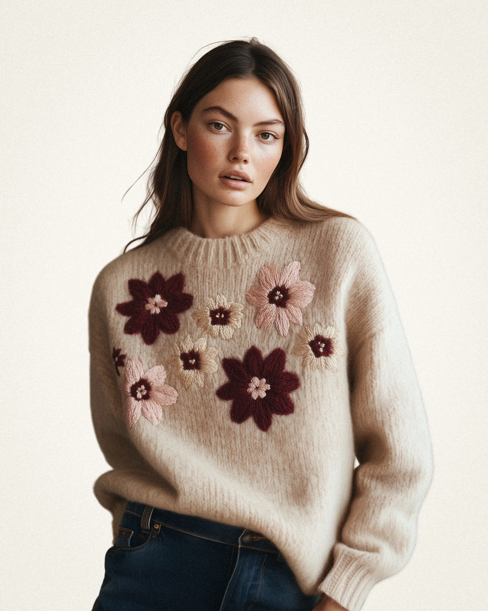 Madison Floral Embroidered Sweater - Beige sold by JW PEI