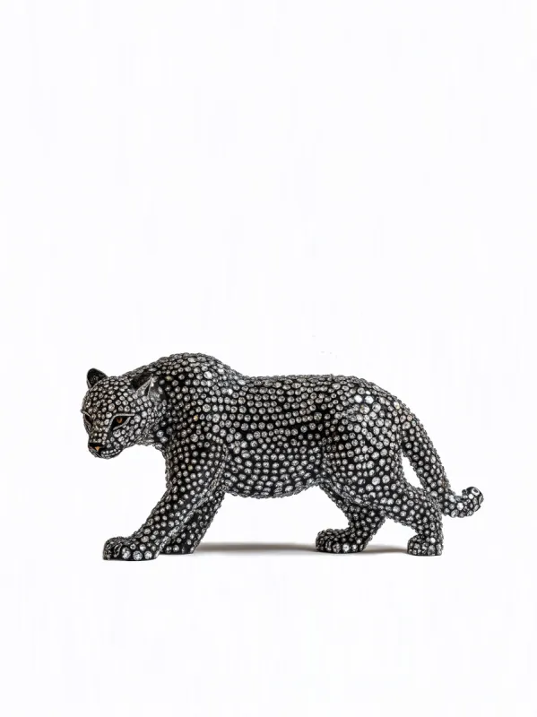 Addison Snow Panther Crystal Clutch - Silver and Black sold by JW PEI