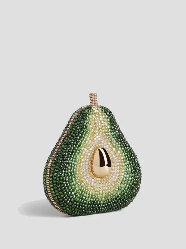 Maya Avocado Crystal Evening Clutch - Green and Gold sold by JW PEI