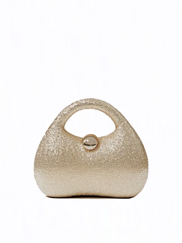 Emilia Metallic Crescent Top Handle Bag - Gold sold by JW PEI