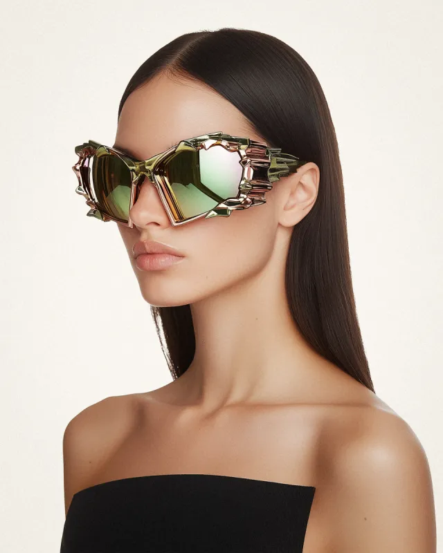 Olivia Crystal Comet Sunglasses - Silver & Rose Gold sold by JW PEI